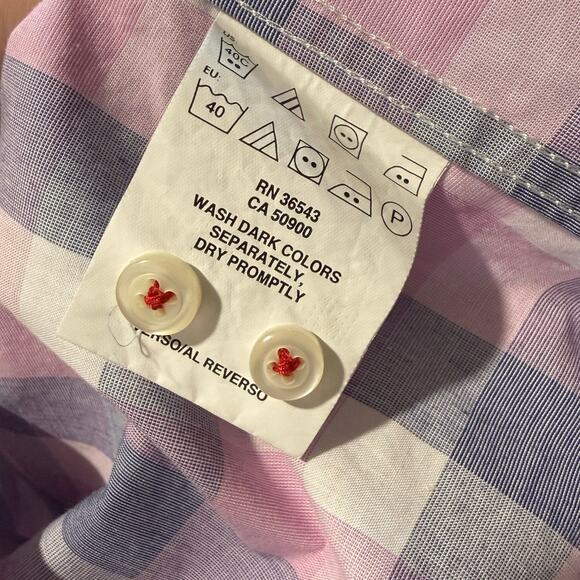 Tommy Hilfiger Slim Fit Non-Iron Pink Check Dress Shirt - 14 1/2 32-33 - Picture 5 of 5